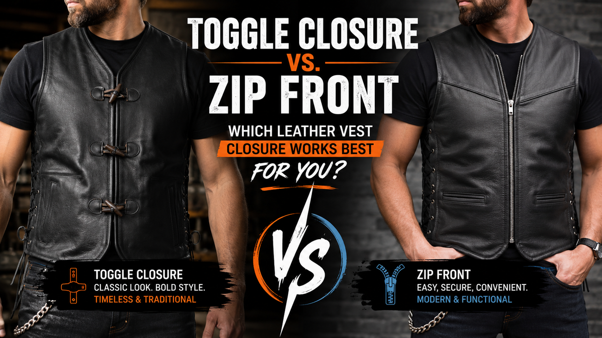 Toggle Closure vs. Zip Front: Which Leather Vest Closure Works Best for You? - Wild West Wears