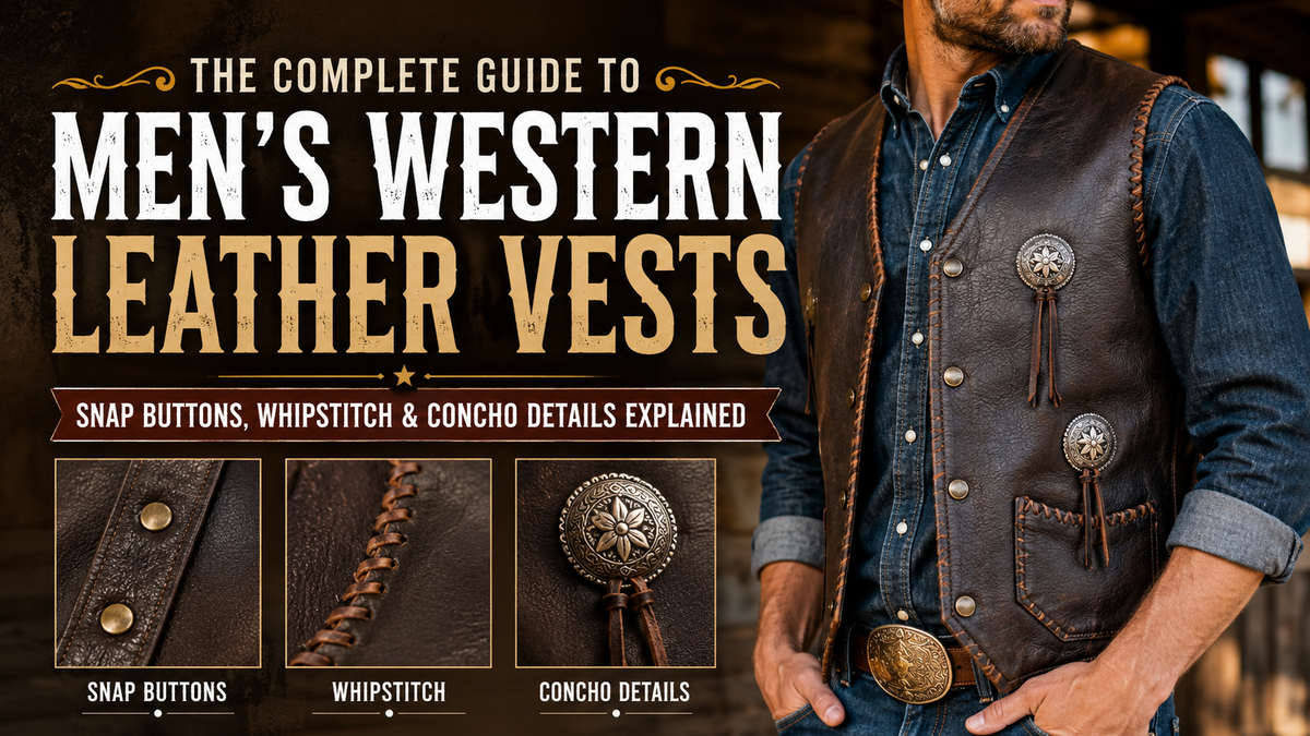 The Complete Guide to Men's Western Leather Vests: Snap Buttons, Whipstitch & Concho Details Explained - Wild West Wears