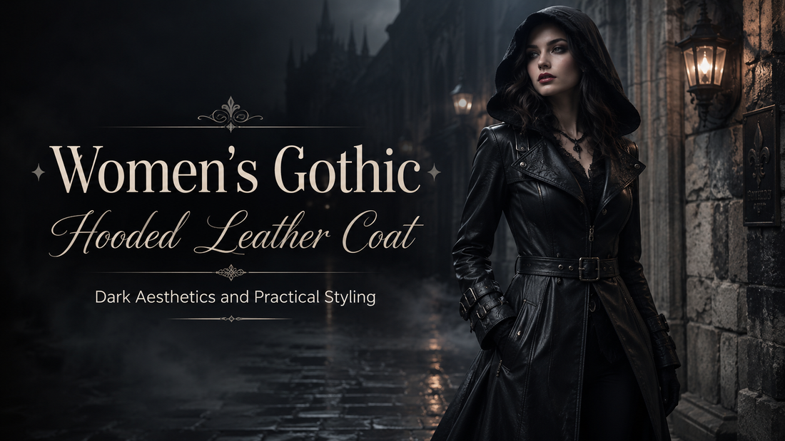 Women's Gothic Hooded Leather Coat: Dark Aesthetics and Practical Styling - Wild West Wears
