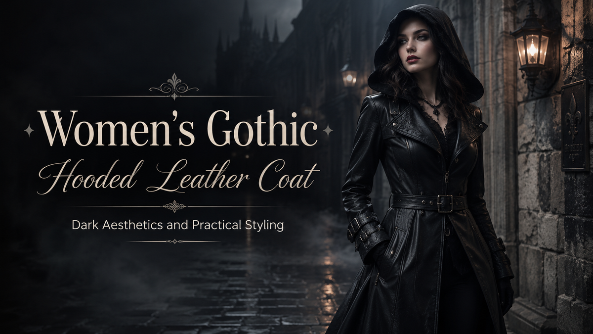 Women's Gothic Hooded Leather Coat: Dark Aesthetics and Practical Styling - Wild West Wears