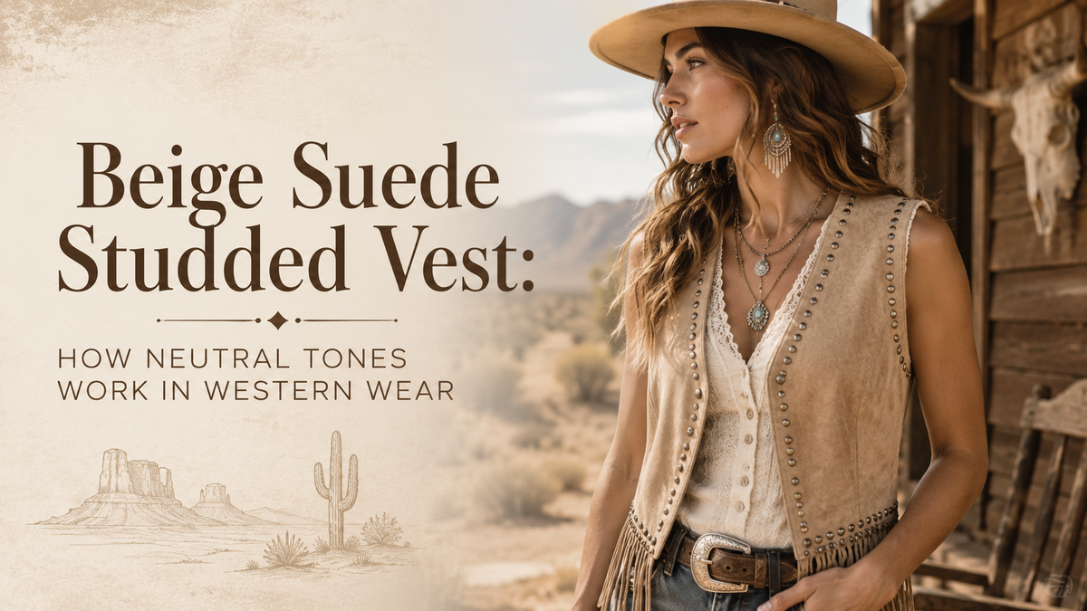 Beige Suede Studded Vest: How Neutral Tones Work in Western Wear - Wild West Wears
