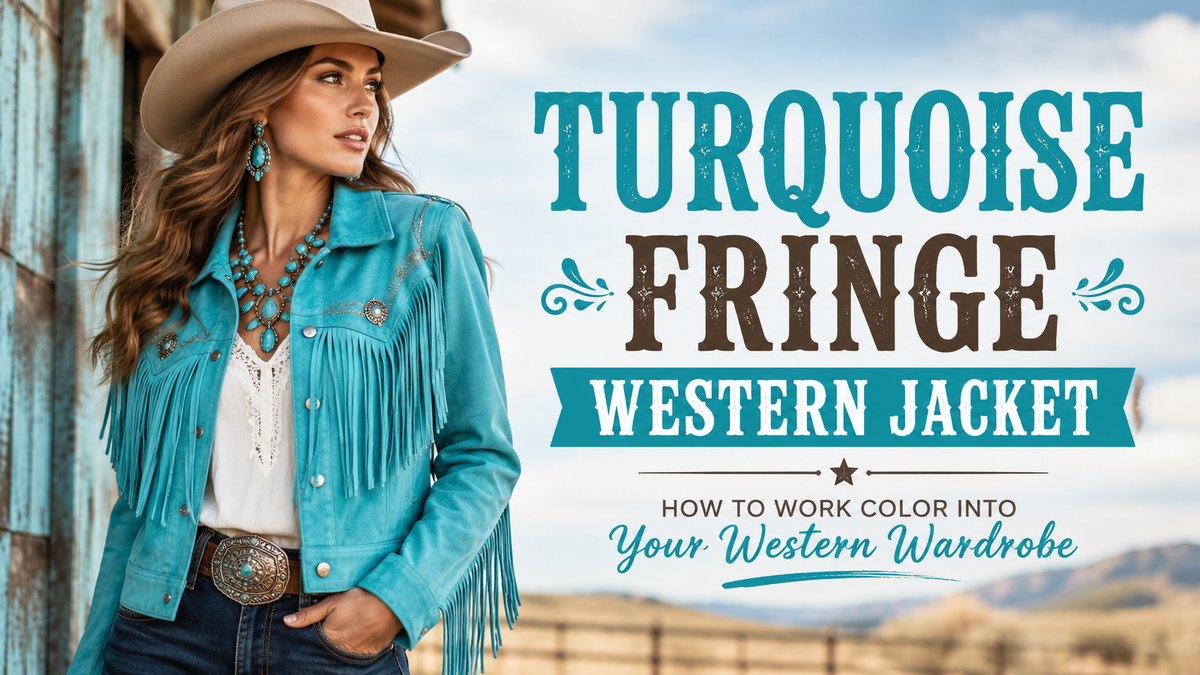 Turquoise Fringe Western Jacket: How to Work Color Into Your Western Wardrobe - Wild West Wears