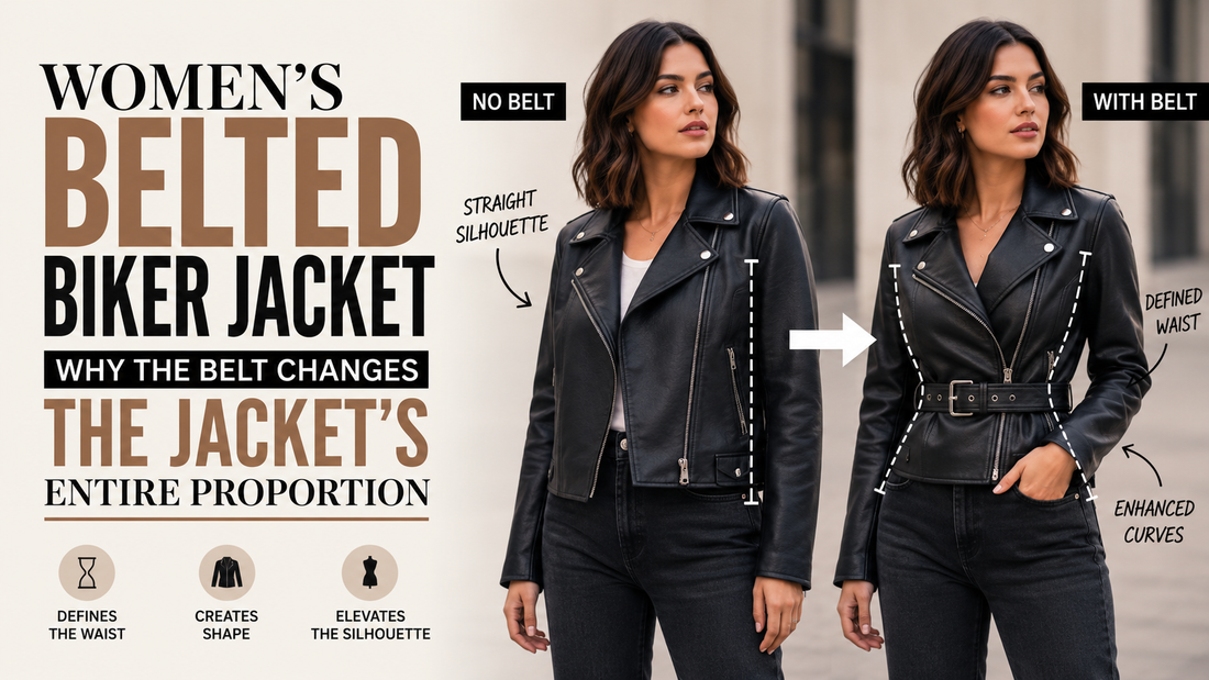 Women's Belted Biker Jacket: Why the Belt Changes the Jacket's Entire Proportion - Wild West Wears