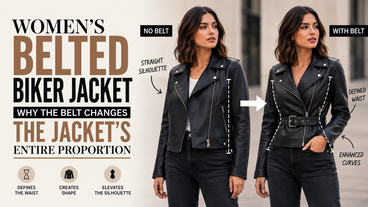 Women's Belted Biker Jacket: Why the Belt Changes the Jacket's Entire Proportion - Wild West Wears