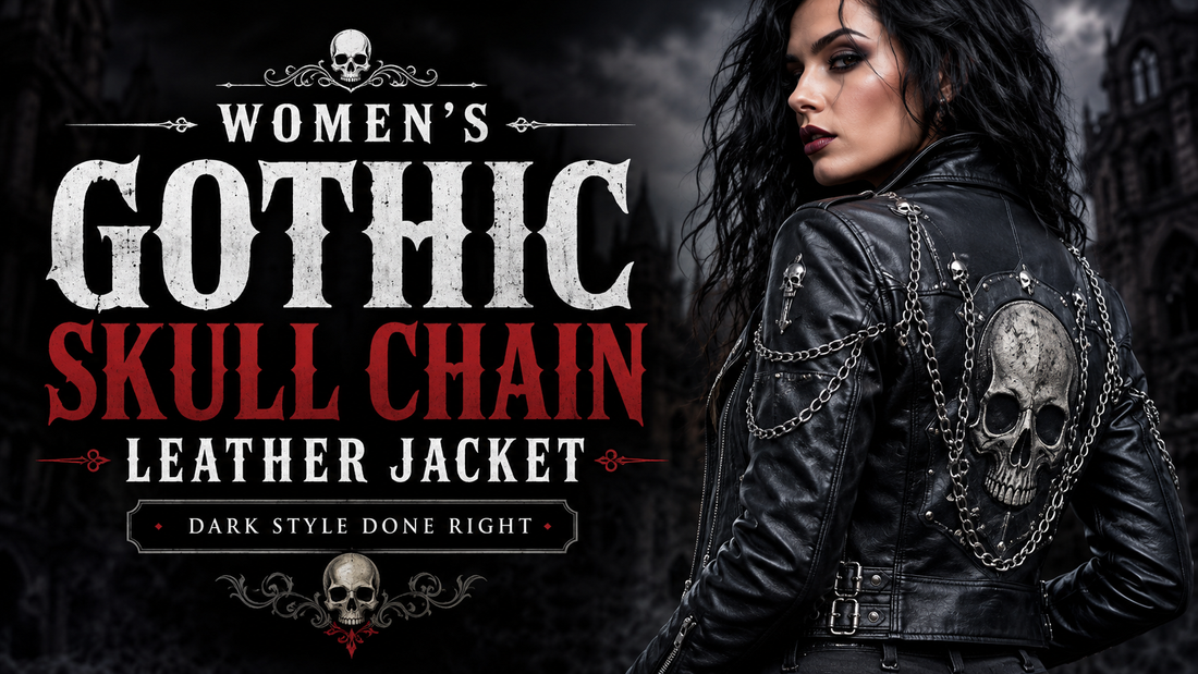 Women's Gothic Skull Chain Leather Jacket: Dark Style Done Right - Wild West Wears