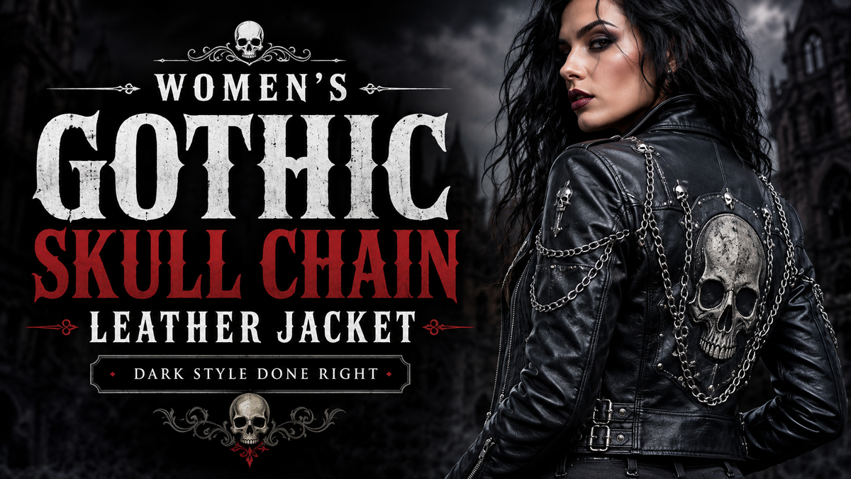 Women's Gothic Skull Chain Leather Jacket: Dark Style Done Right - Wild West Wears