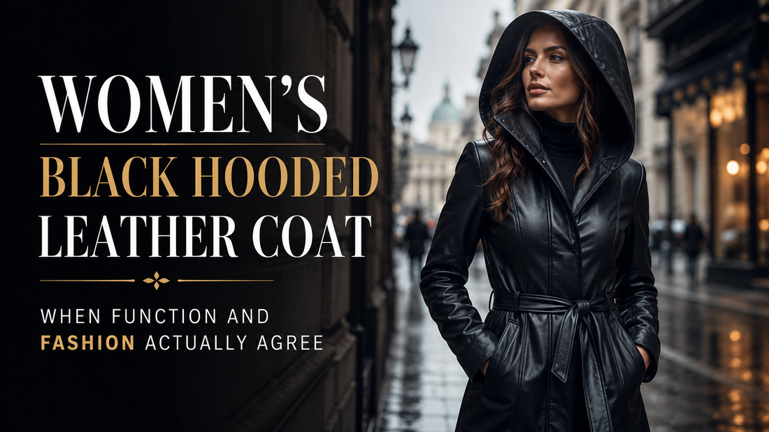 Women's Black Hooded Leather Coat: When Function and Fashion Actually Agree - Wild West Wears