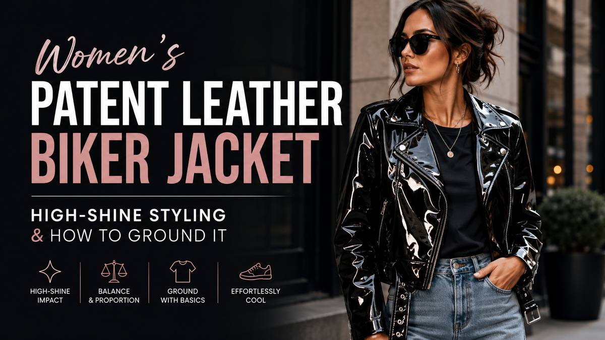 Women's Patent Leather Biker Jacket: High-Shine Styling and How to Ground It - Wild West Wears