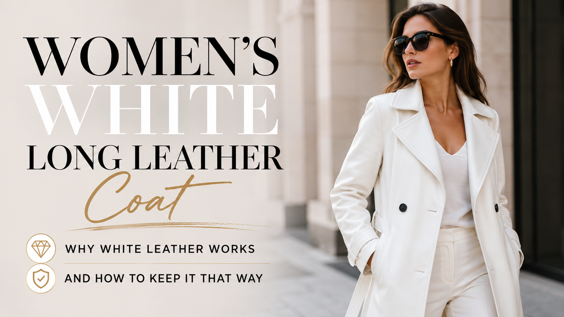 Women's White Long Leather Coat: Why White Leather Works and How to Keep It That Way - Wild West Wears
