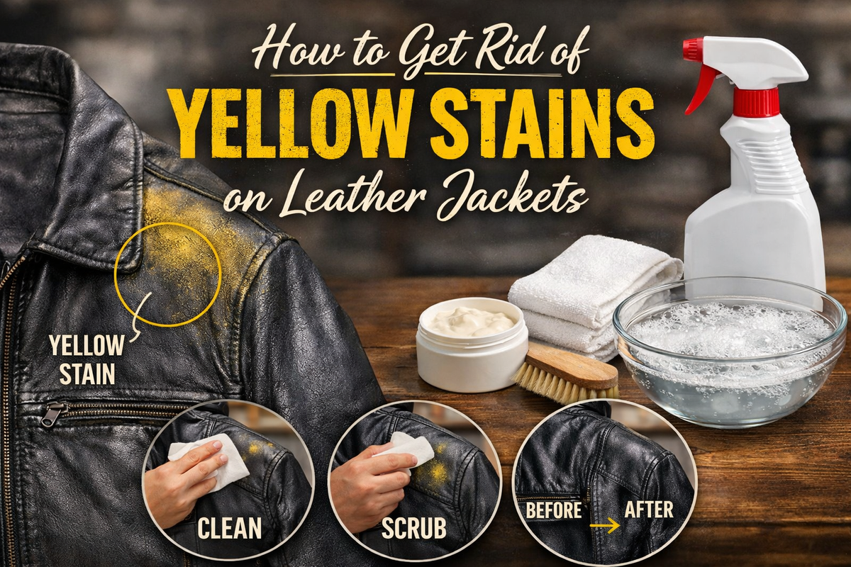 How to Get Rid of Yellow Stains on Leather Jackets - Wild West Wears