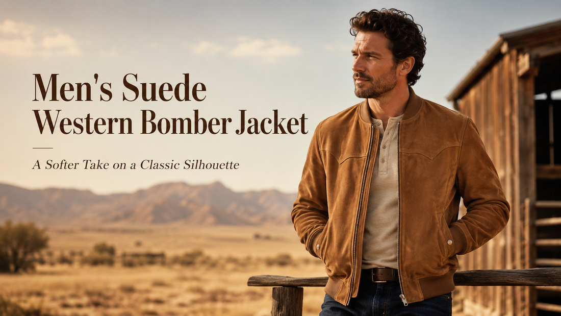 Men's Suede Western Bomber Jacket: A Softer Take on a Classic Silhouette - Wild West Wears