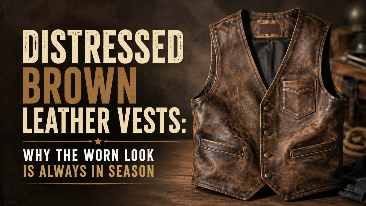 Distressed Brown Leather Vests: Why the Worn Look Is Always in Season - Wild West Wears