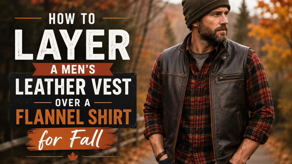 How to Layer a Men's Leather Vest Over a Flannel Shirt for Fall - Wild West Wears