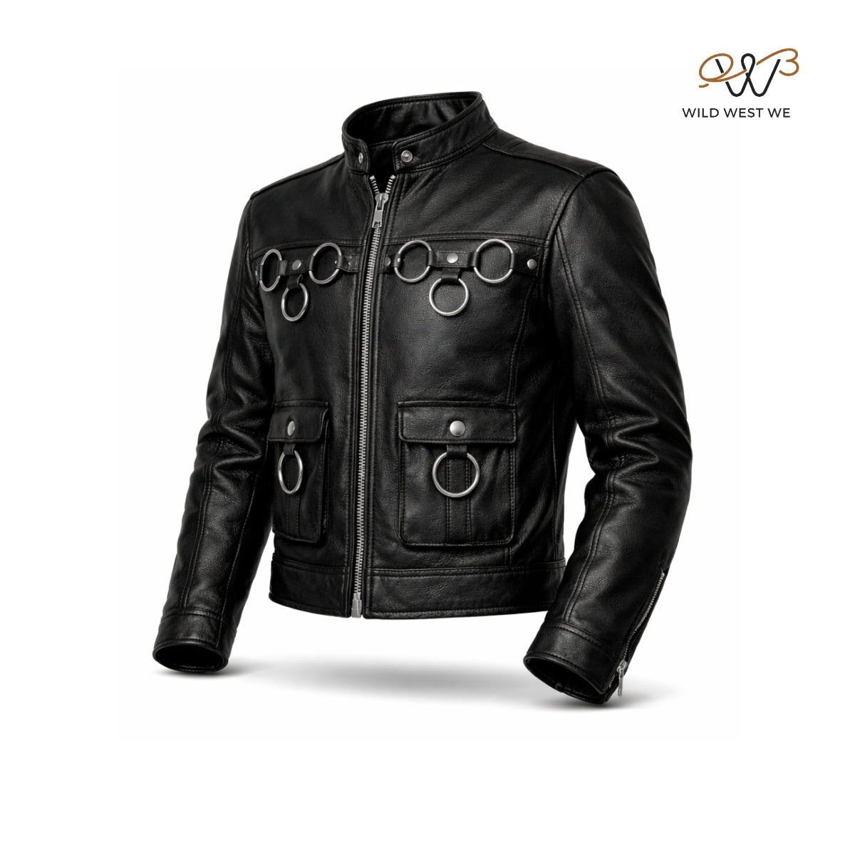 Men’s Black Multi-Buckle Leather Jacket