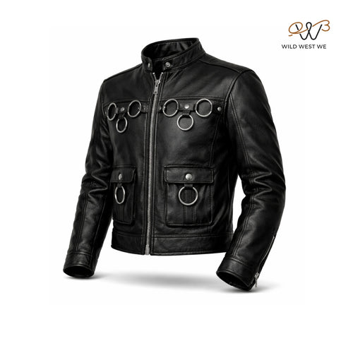 Men’s Black Multi-Buckle Leather Jacket