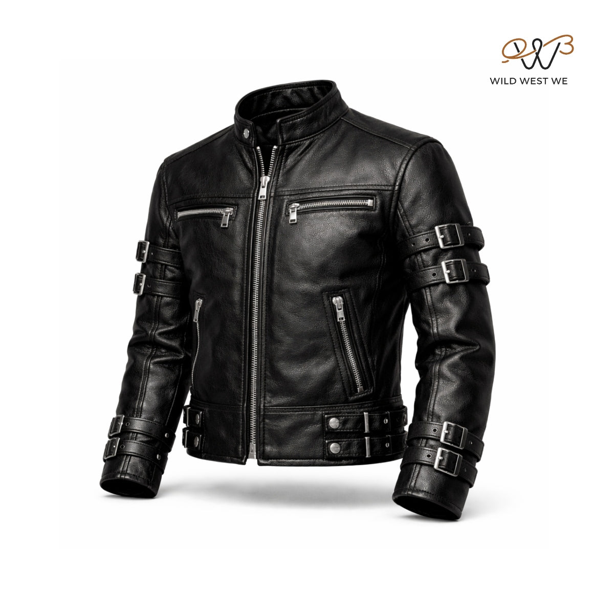 Men’s Black Multi-Buckle Leather Jacket