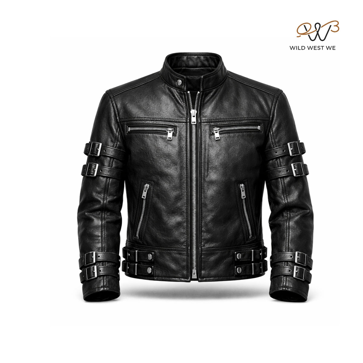 Men’s Black Multi-Buckle Leather Jacket