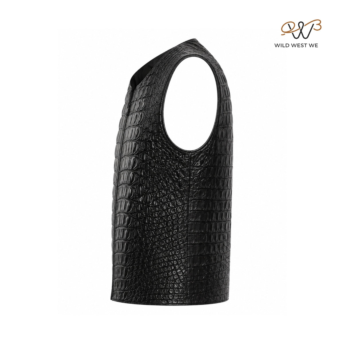 Men’s Black Crocodile Embossed Leather Vest