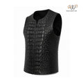 Men’s Black Crocodile Embossed Leather Vest
