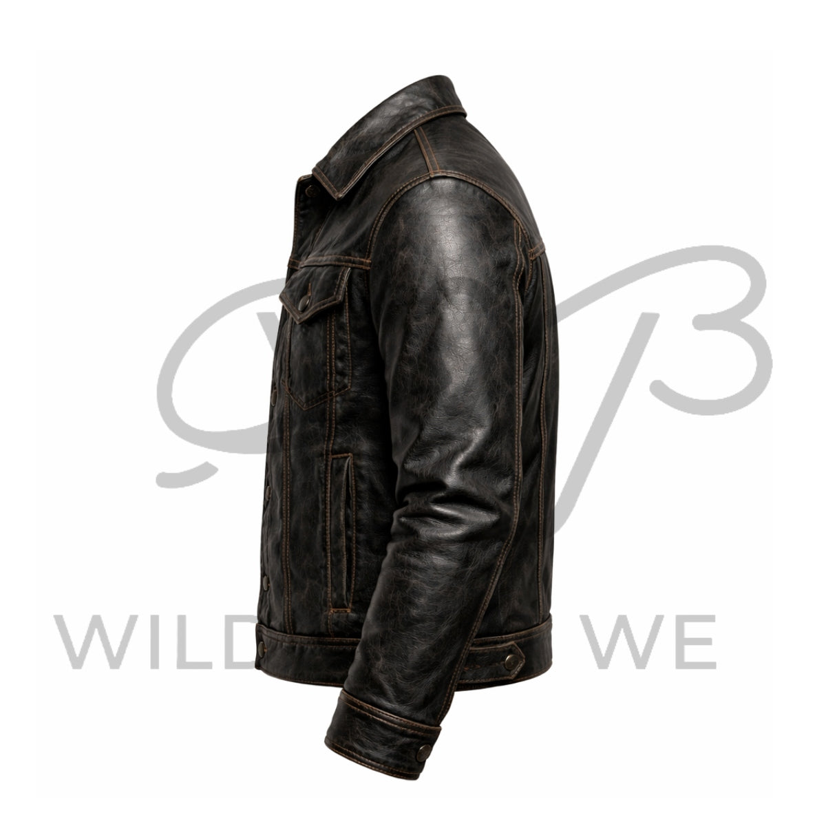 Men’s Black Distressed Western Leather Jacket