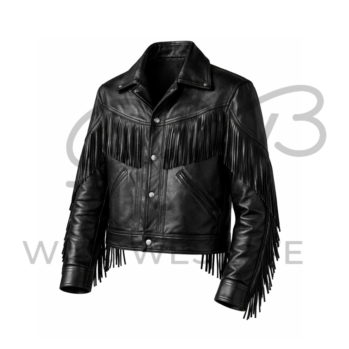 Men’s Black Fringe Western Leather Jacket 