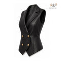 Women’s Black Leather Blazer Style Vest