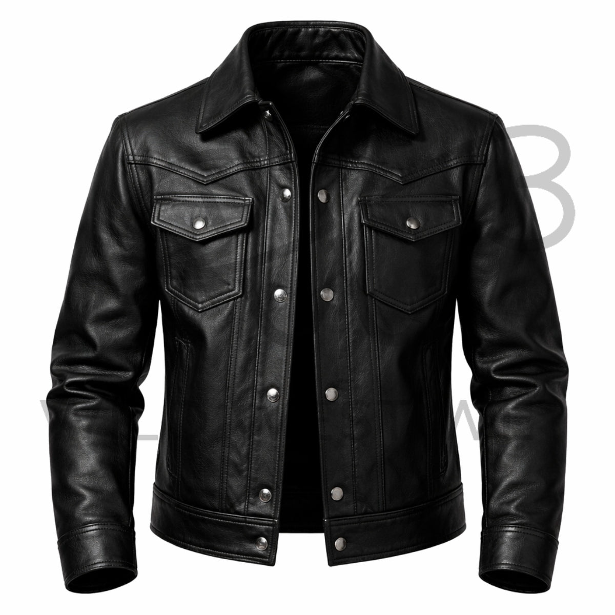 Black Leather Cowboy Jacket for Men