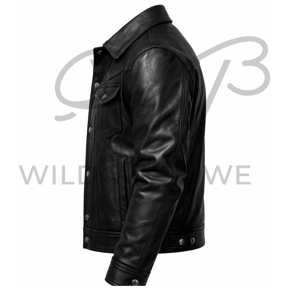Black Leather Cowboy Jacket for Men