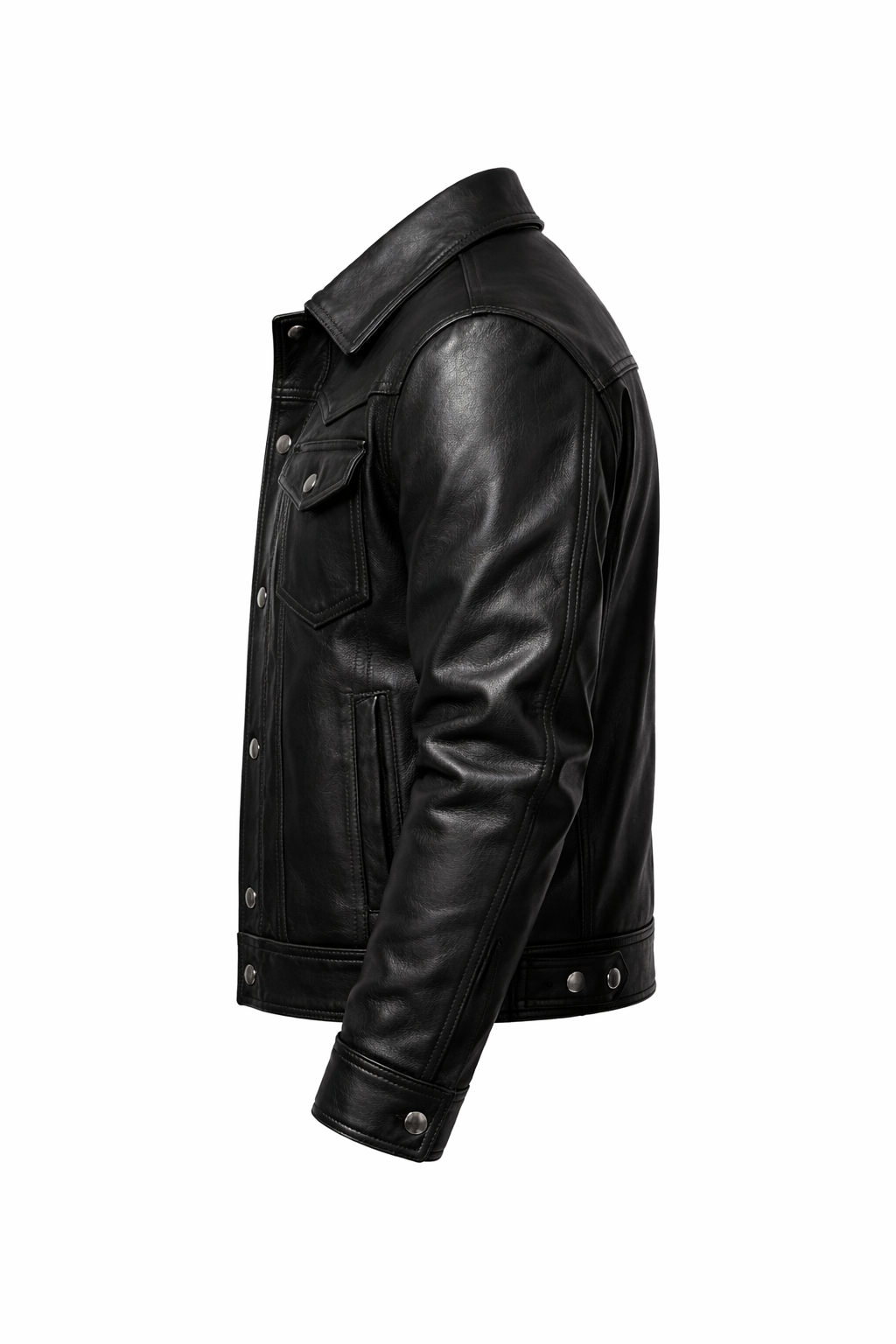 Men’s Black Western Leather Jacket – Authentic Cowhide Cowboy Jacket with YKK Zipper and Satin Lining | Classic Ranch Style