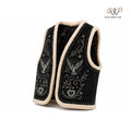 Men’s Black Suede Shearling Western Vest with Embroidery