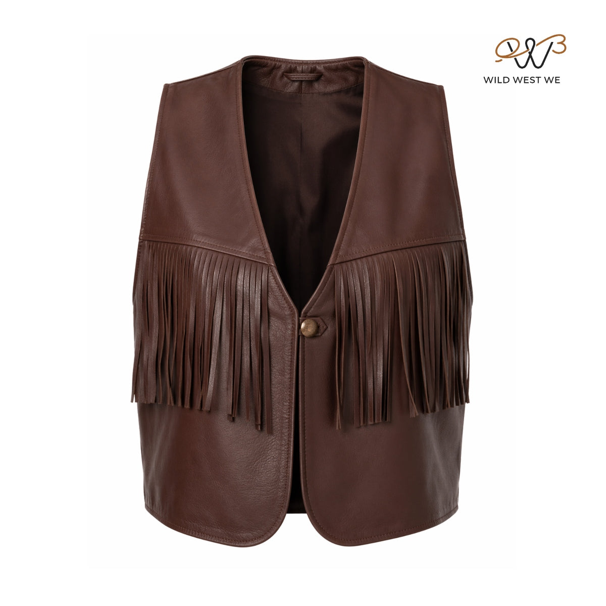 Men’s Brown Leather Fringe Western Vest