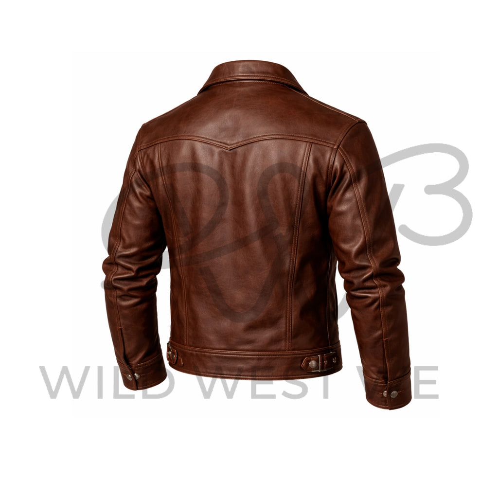 Men’s Chocolate Brown Cowboy Leather Jacket
