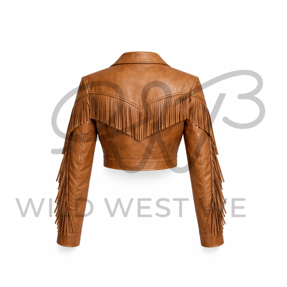 Women’s Cropped Western Fringe Leather Jacket 