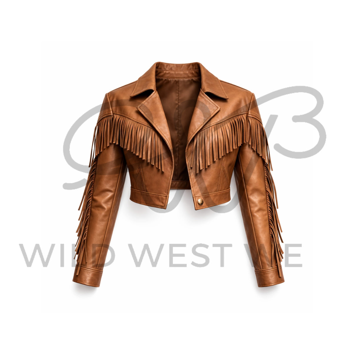Women’s Cropped Western Fringe Leather Jacket 