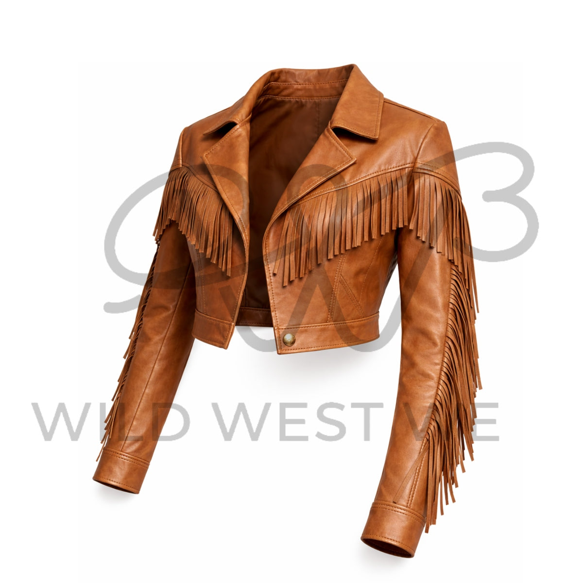 Women’s Cropped Western Fringe Leather Jacket 