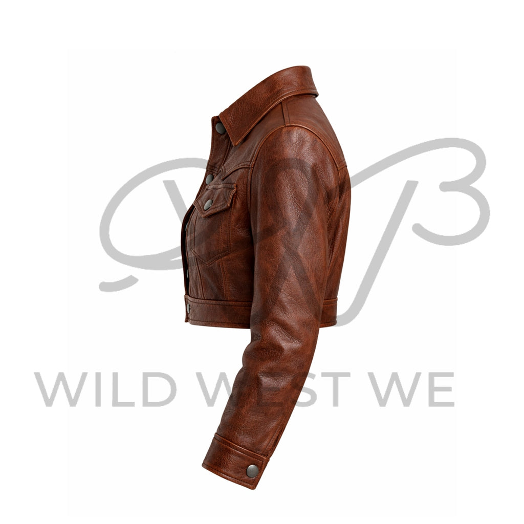 Men’s Cropped Western Leather Jacket 