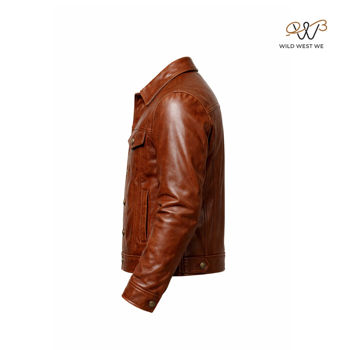 Men’s Brown Leather Trucker Jacket