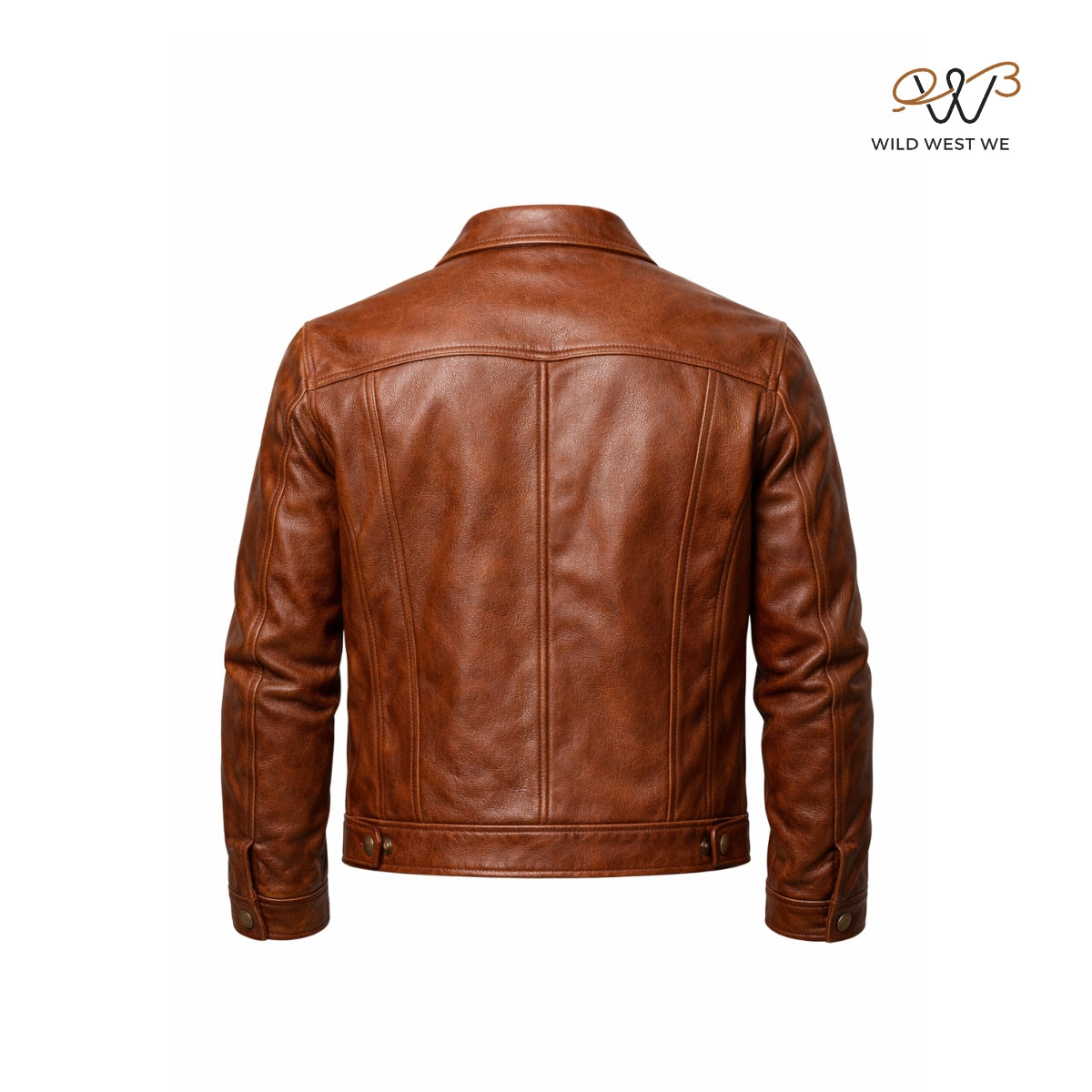 Men’s Brown Leather Trucker Jacket