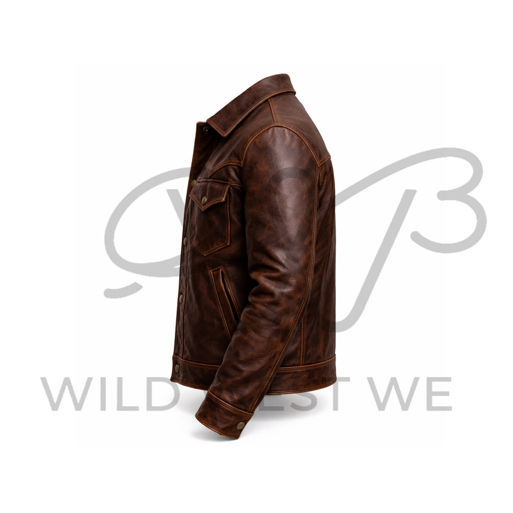 Men’s Dark Brown Western Leather Jacket