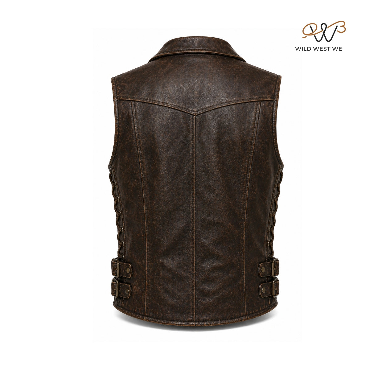 Men’s Distressed Brown Biker Leather Vest
