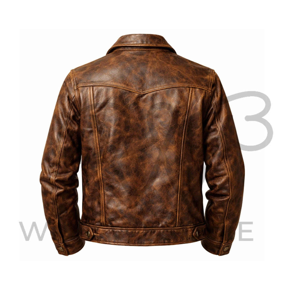 Distressed Brown Cowboy Leather Jacket for Men