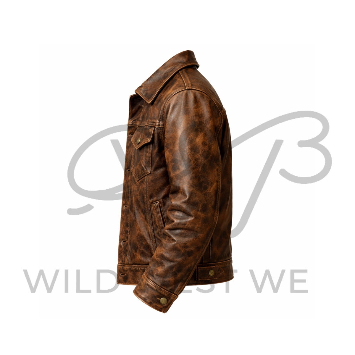 Distressed Brown Cowboy Leather Jacket for Men