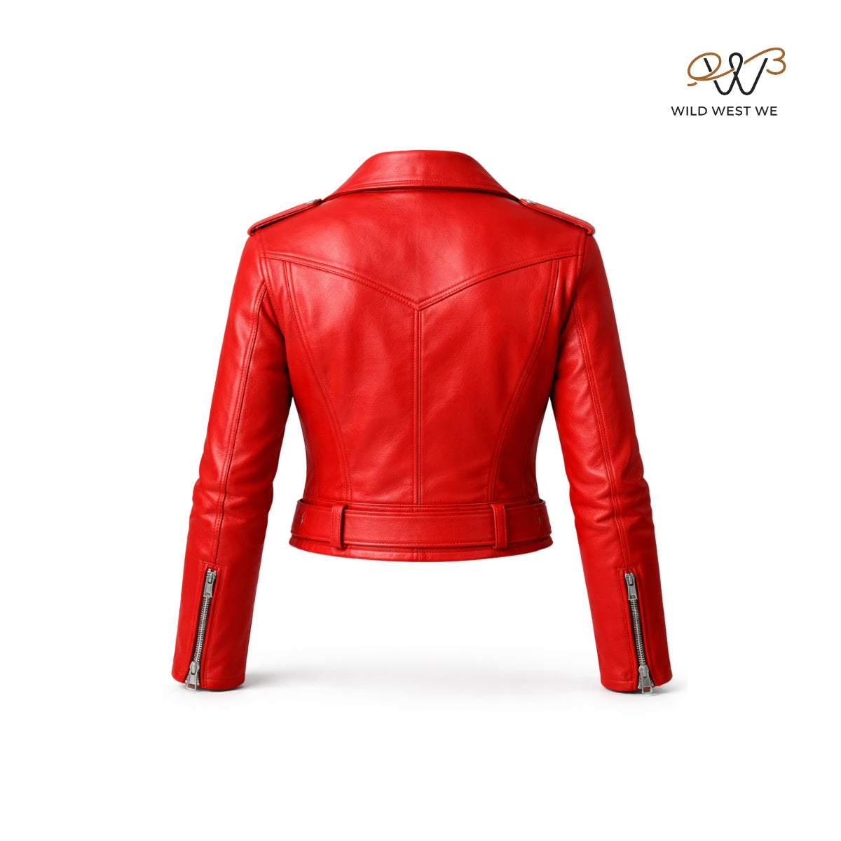 Women’s Red Leather Biker Jacket
