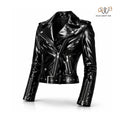 Women’s Black Patent Leather Biker Jacket