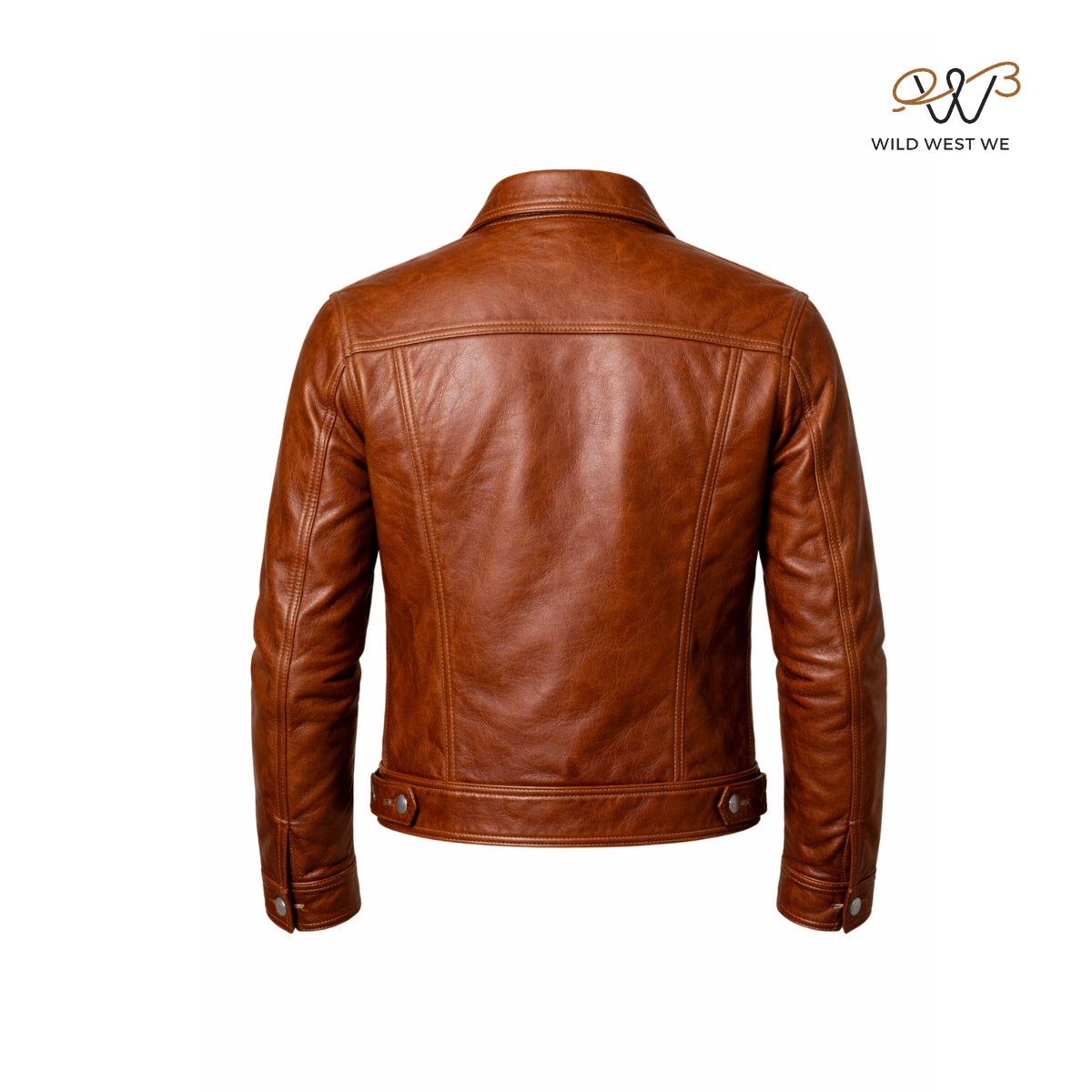 Men’s Brown Classic Leather Trucker Jacket