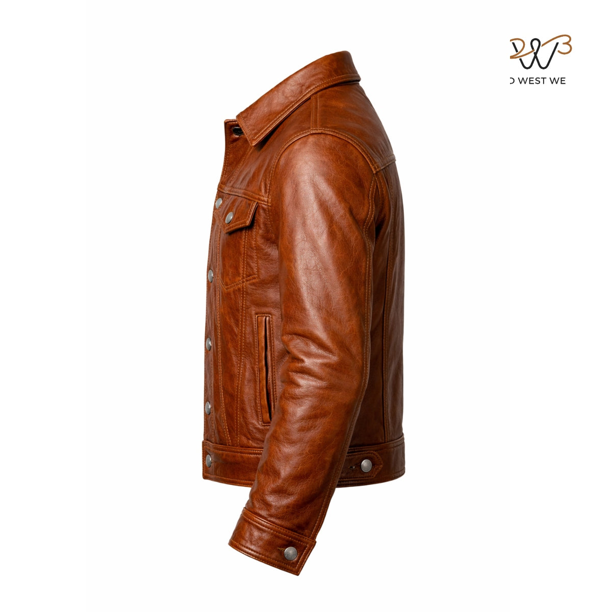 Men’s Brown Classic Leather Trucker Jacket