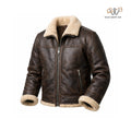 Men’s Brown Shearling Collar Leather Jacket