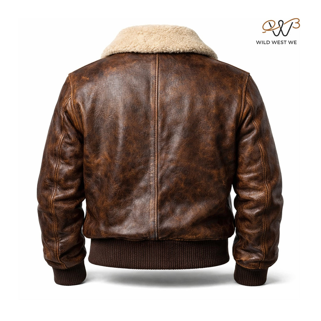 Men’s Brown Shearling Leather Aviator Jacket