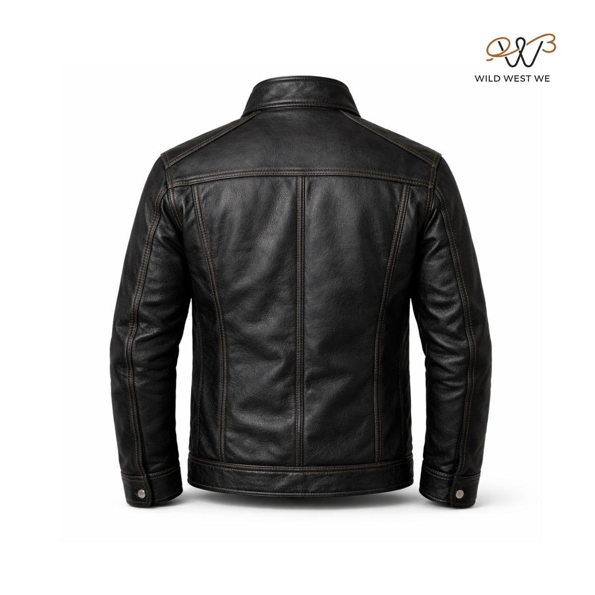 Men’s Black Vintage Distressed Leather Field Jacket