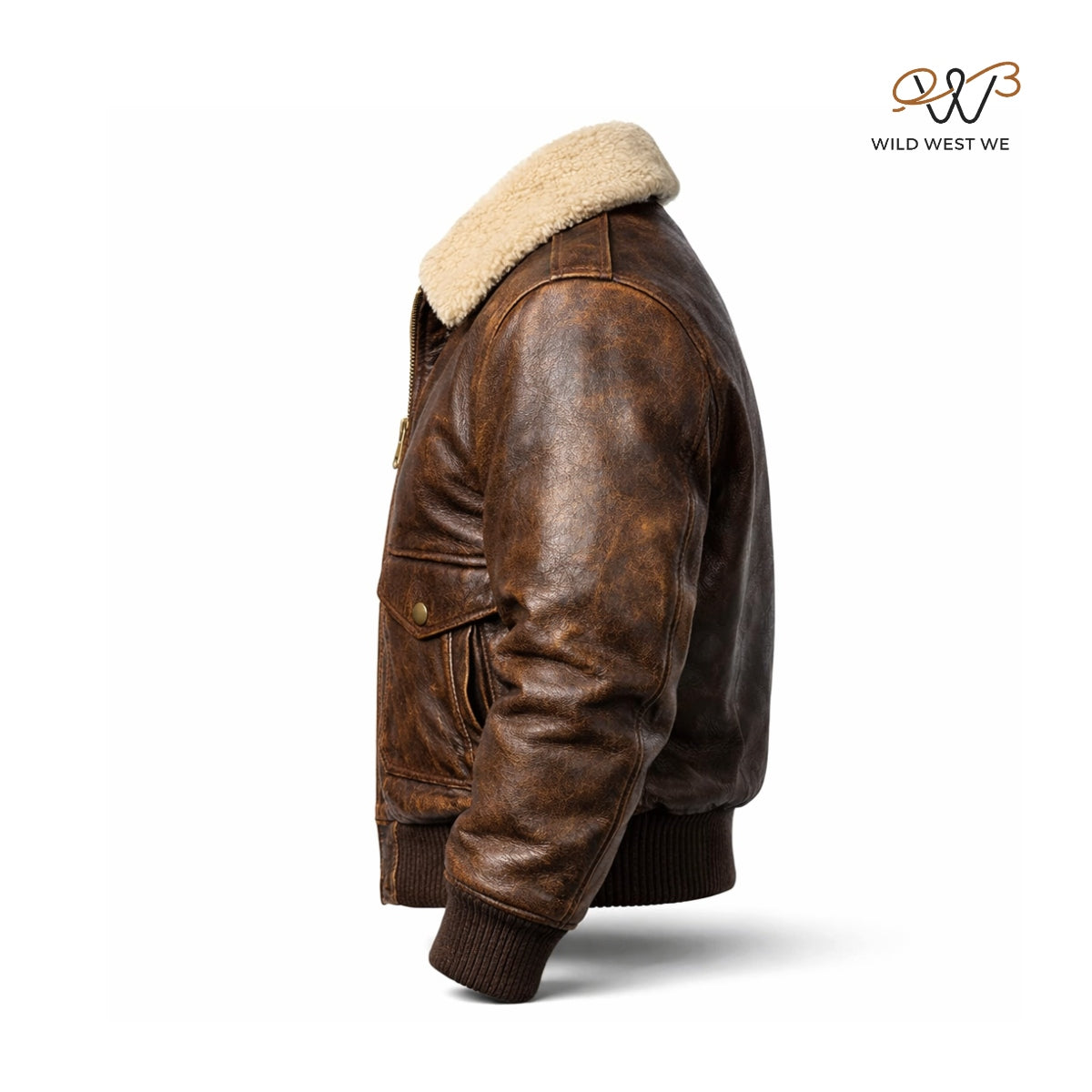 Men’s Brown Shearling Leather Aviator Jacket